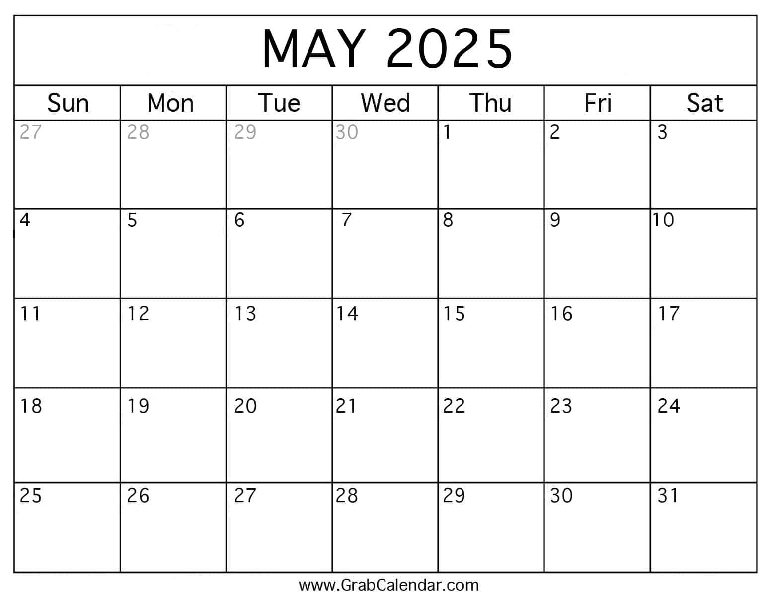 Printable May 2025 Calendar | August 2024-May 2025 Calendar Printable