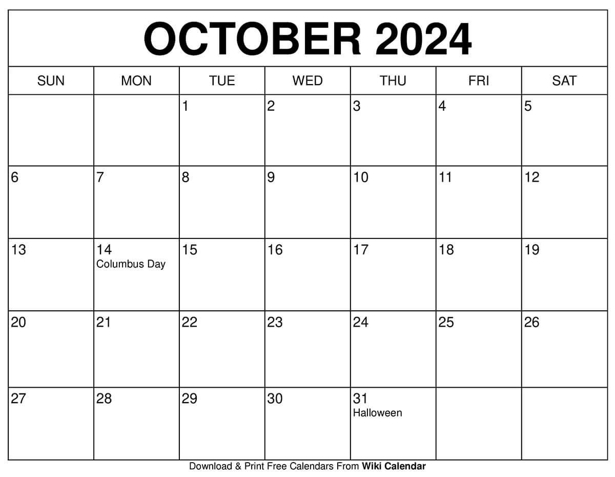 Printable October 2024 Calendar Templates With Holidays | August - October 2024 Calendar