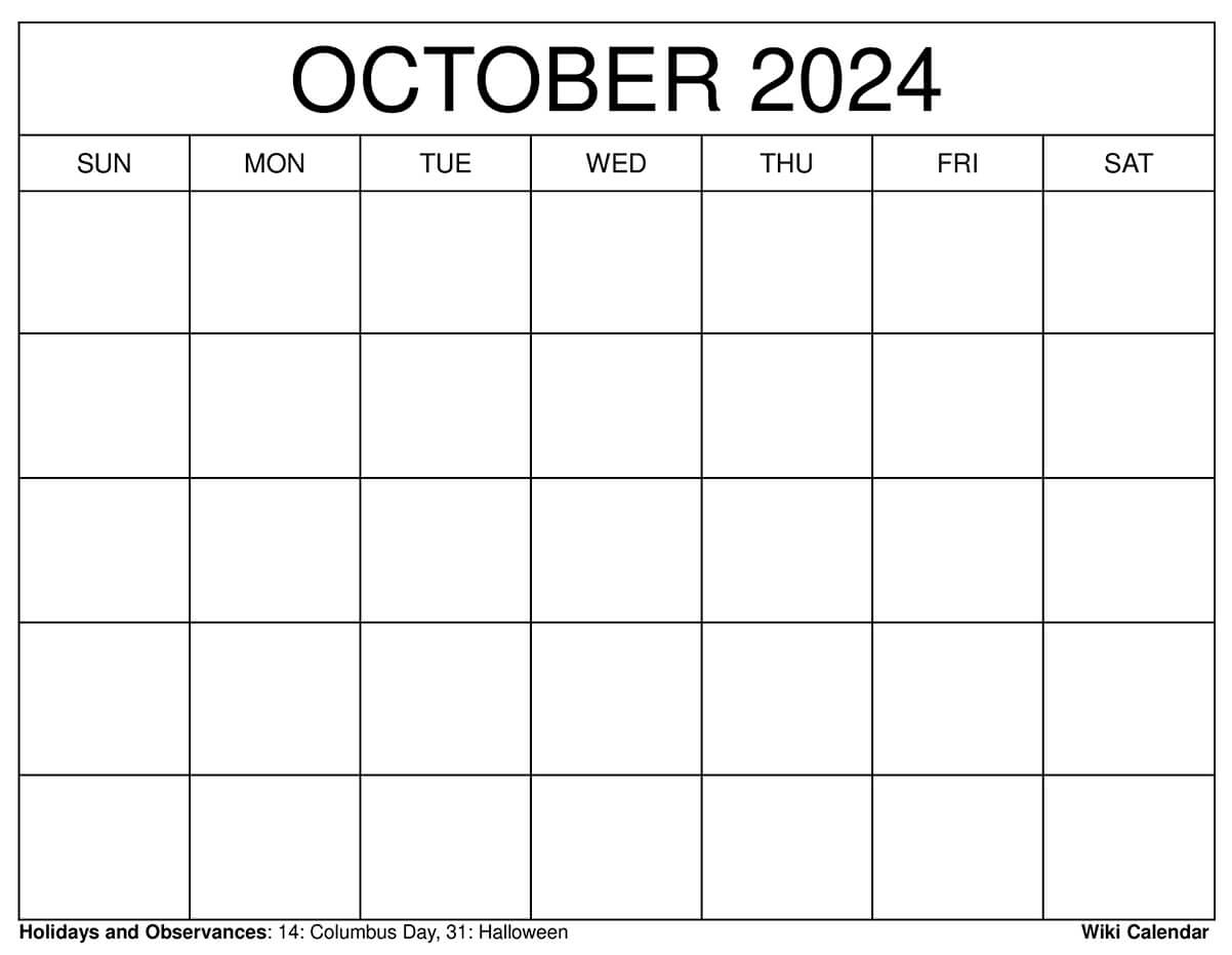 Printable October 2024 Calendar Templates With Holidays | August September October Calendar 2024 Printable