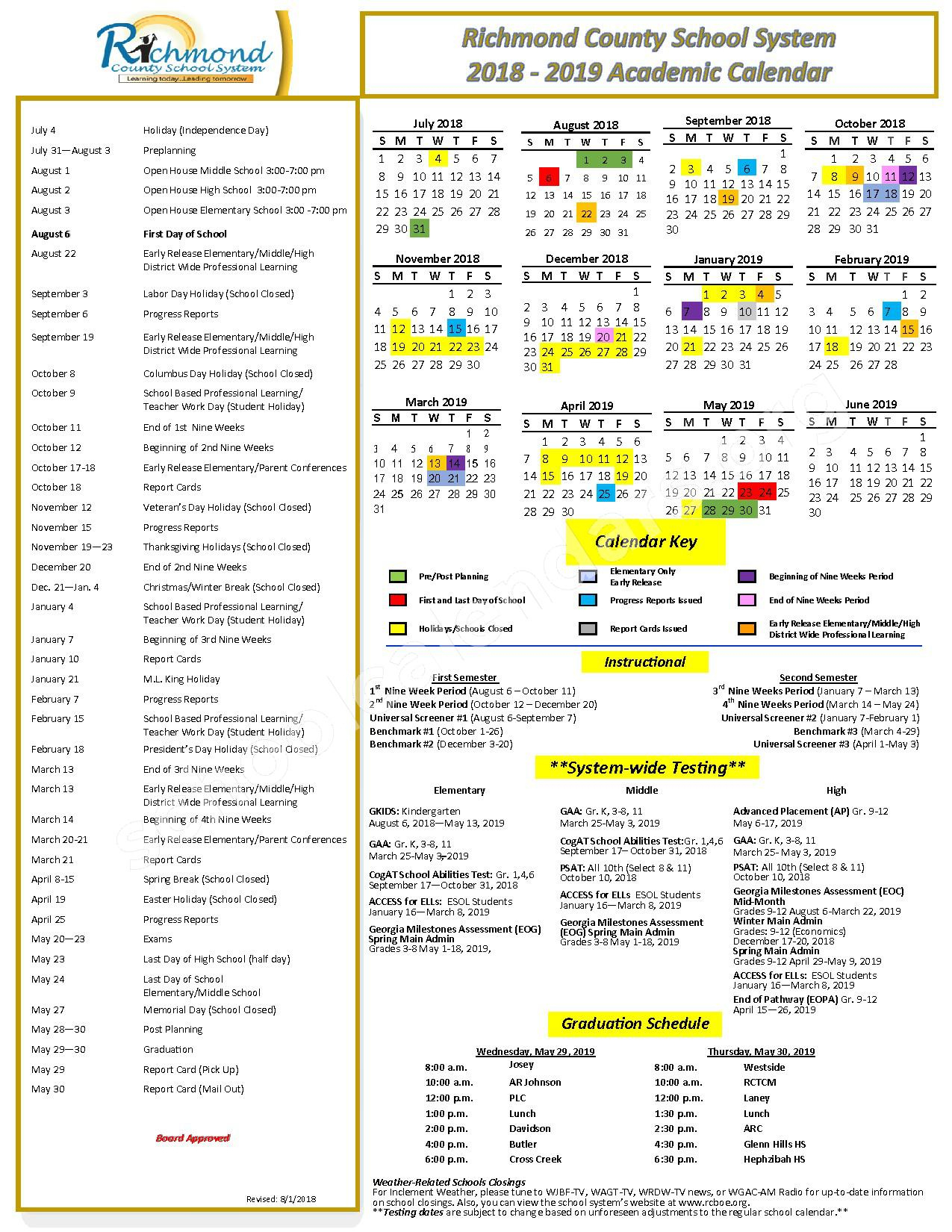 Richmond County Calendar | Augusta County Va School Calendar 24-25 Printable