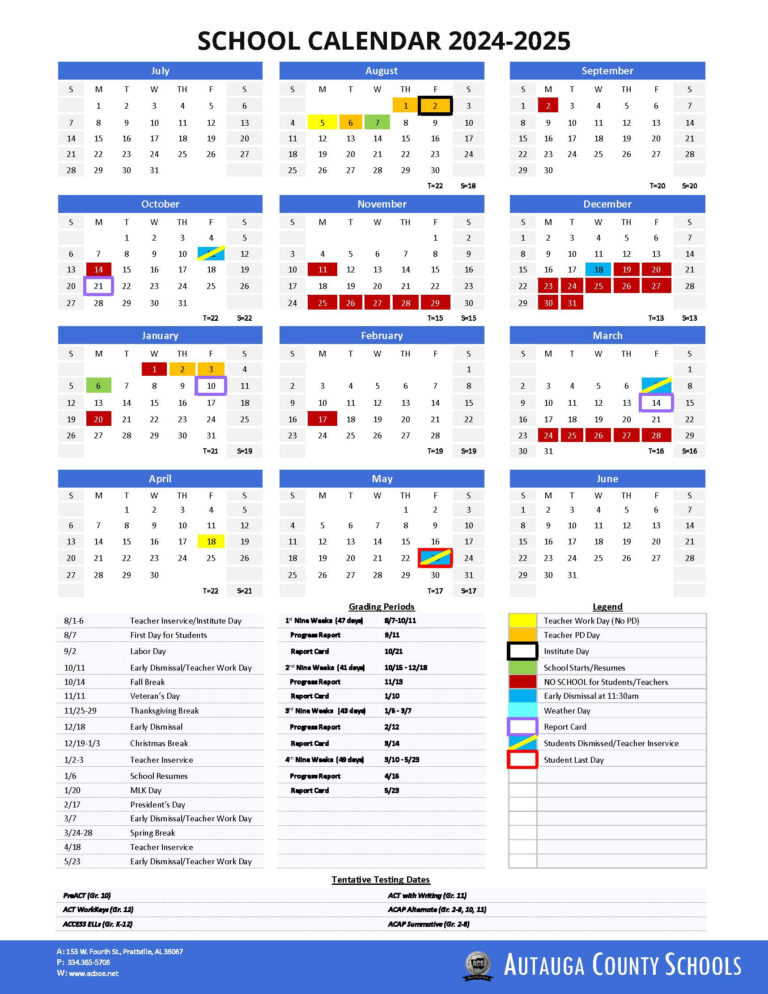 School Calendar - Autauga County Schools | Augusta County School Calendar 2024-24