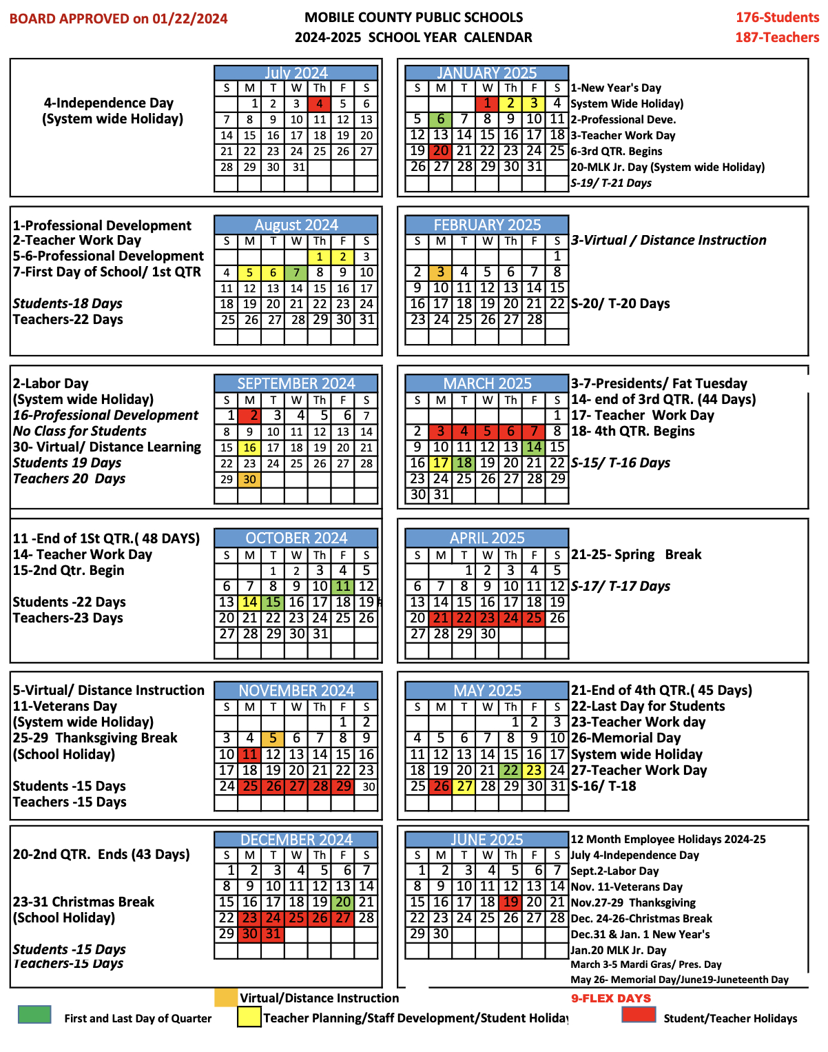 School Year Calendars - Mobile County Public Schools | Augusta County School Calendar 2024-24