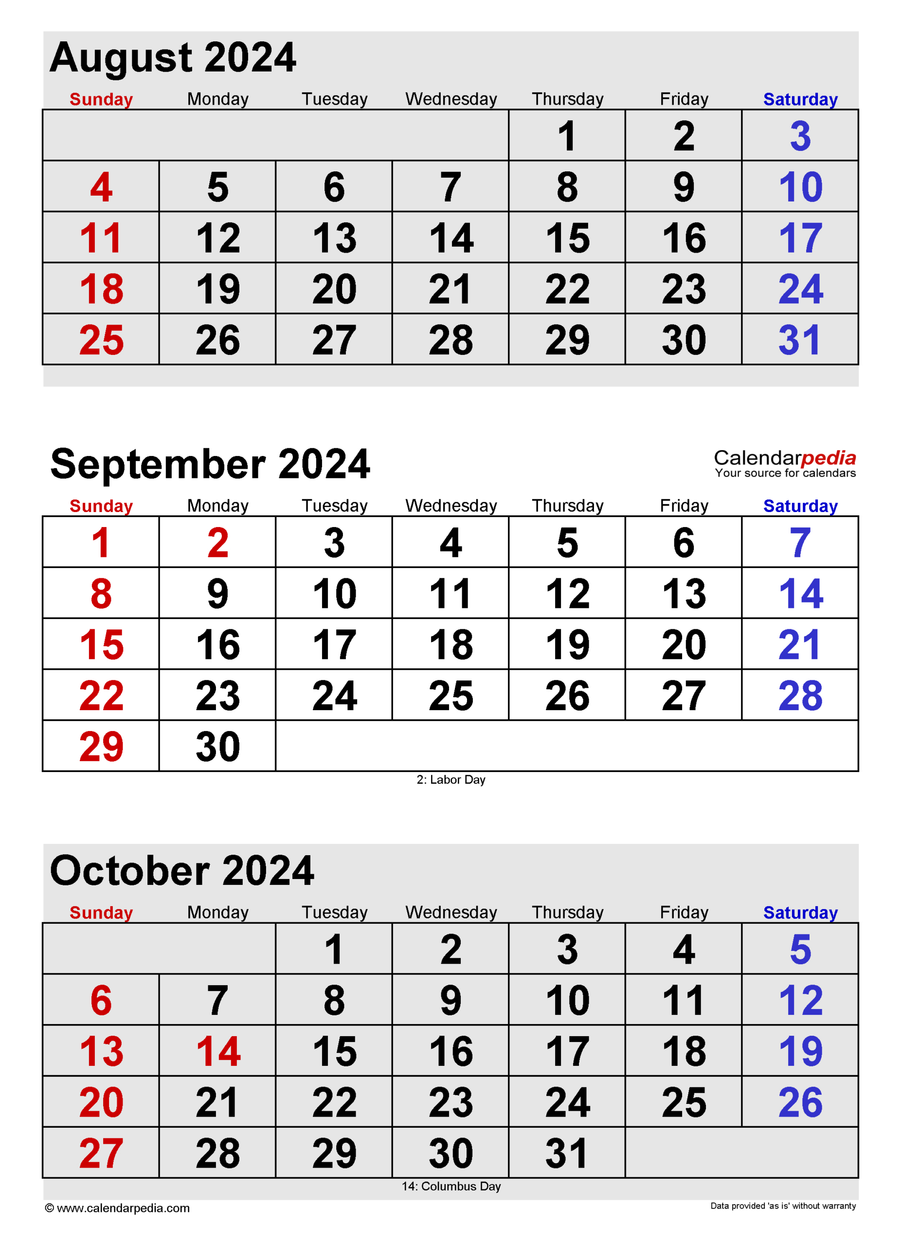 September 2024 Calendar | Templates For Word, Excel And Pdf | August September 2024 Calendar Printable