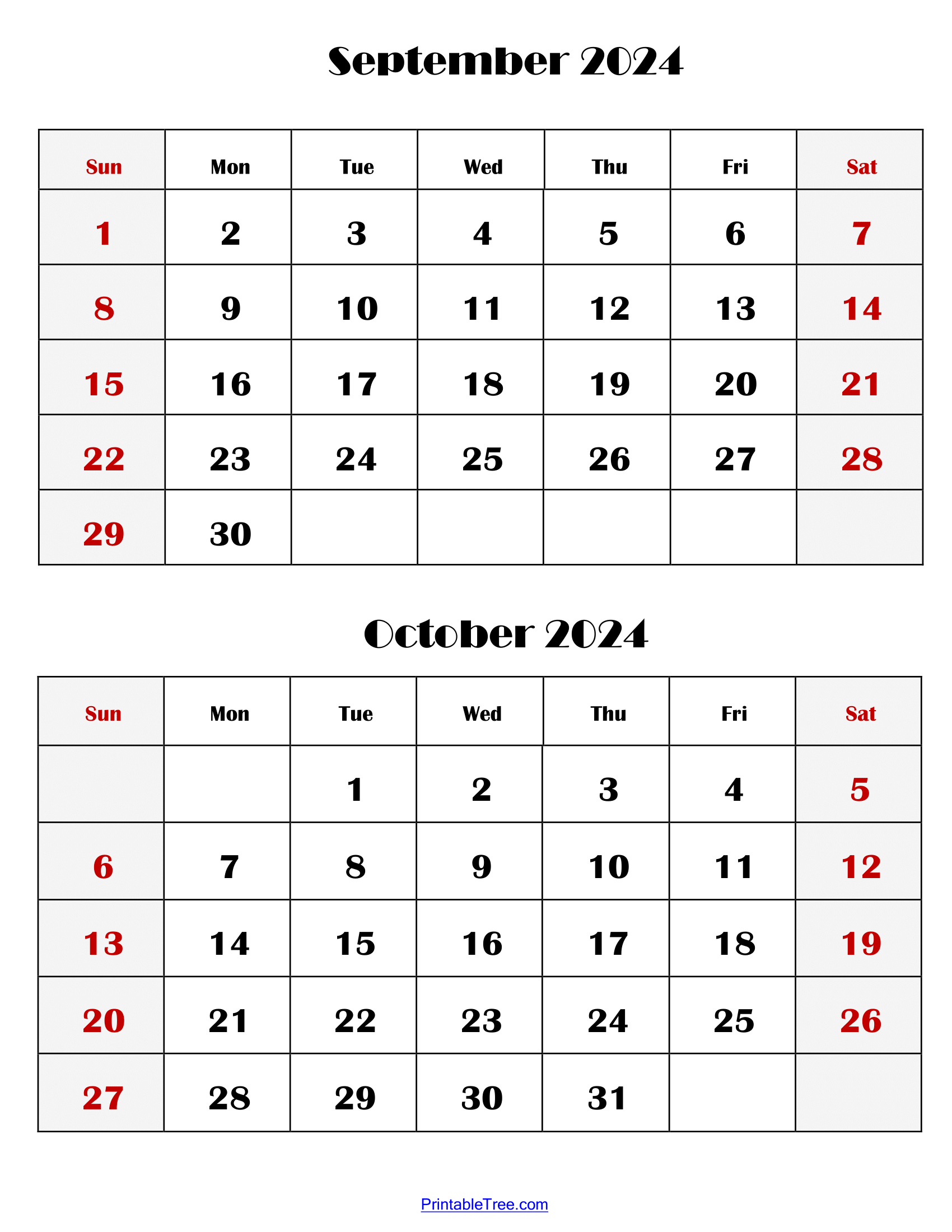 Two Months Calendar 2024 Printable Pdf | Double Month Calendar | August Sept October 2024 Calendar