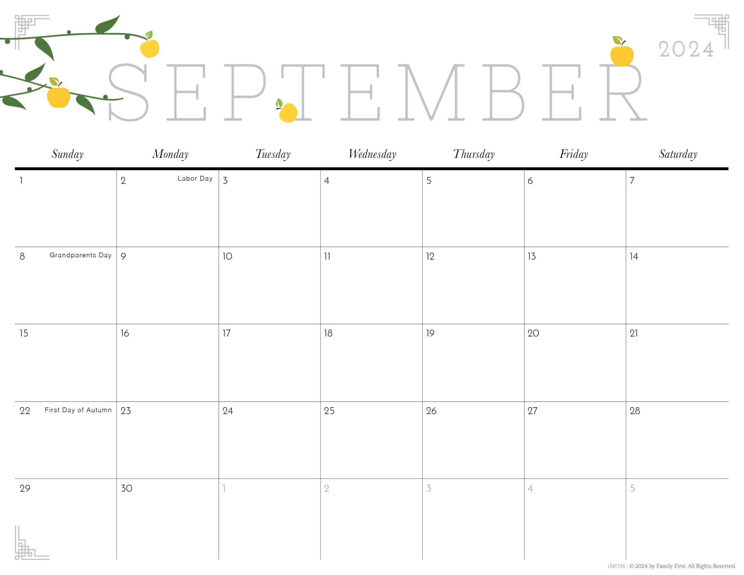 2024-2025 Cute Printable Calendars For Moms - Imom | Free Cute Printable Calendar September 2024