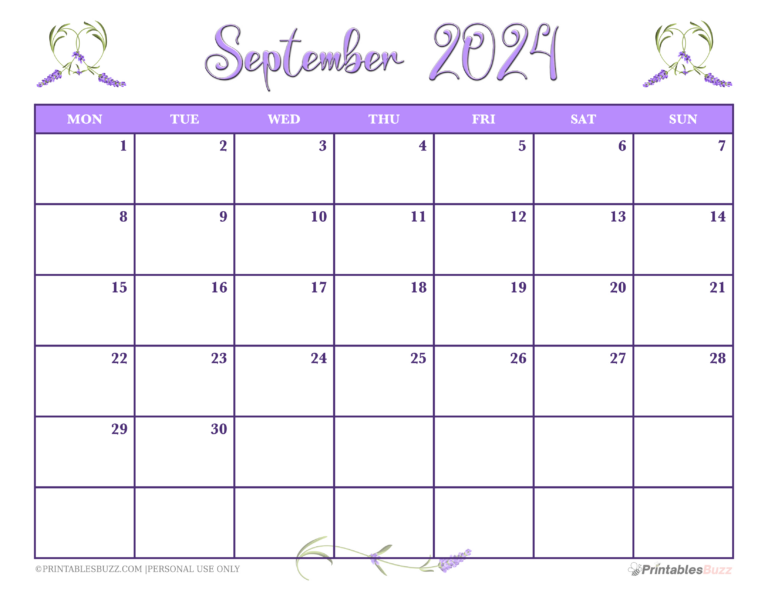 Cute &amp; Fun September 2024 Calendar Printables | September Fun Calendar 2024