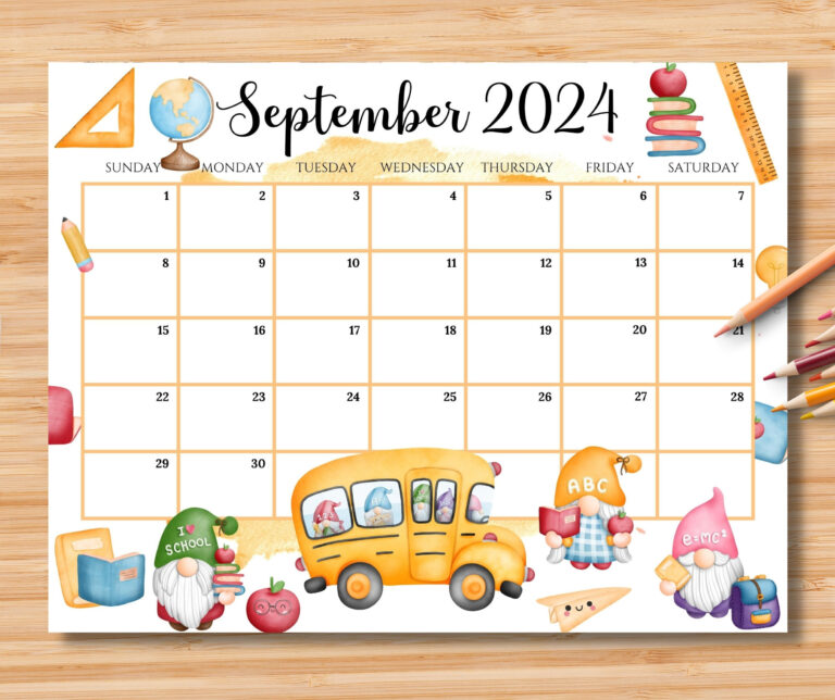 Editable September 2024 Calendar, Back To School Planner With Cute | September 2024 Calendar for Preschool