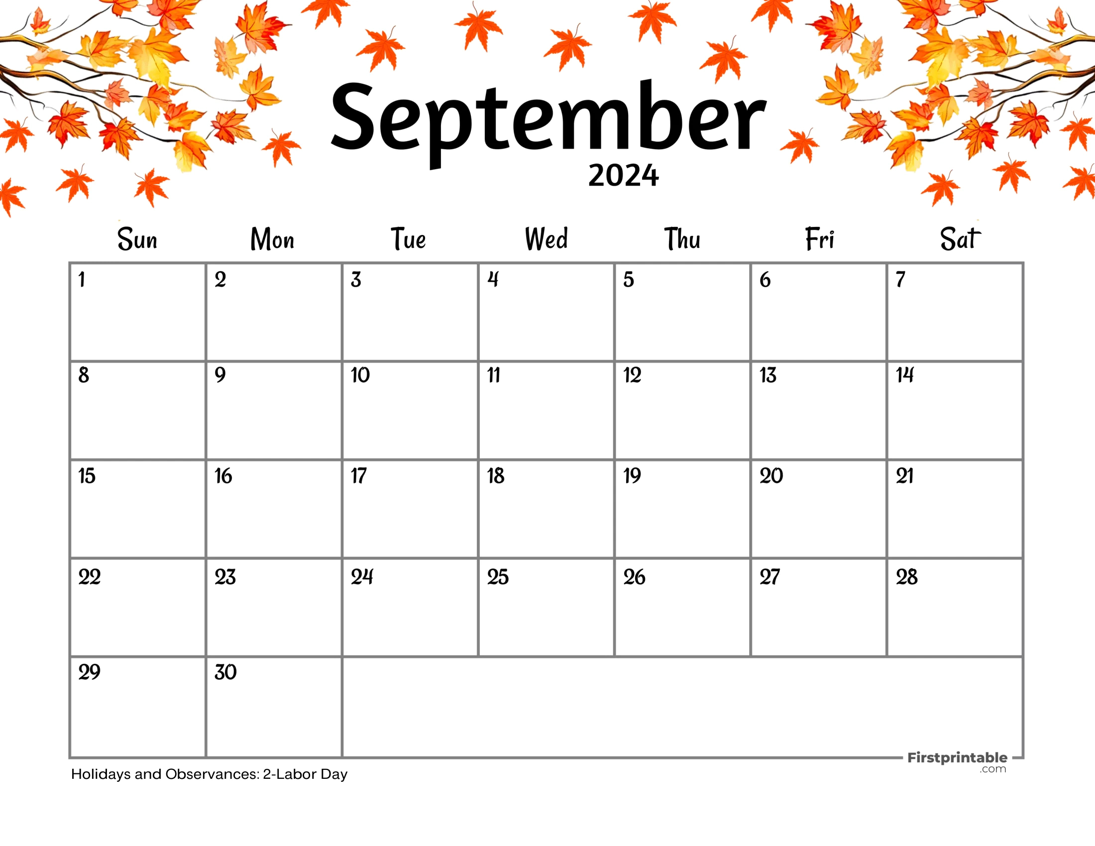 Free Printable &amp;amp; Fillable September Calendar 2024 | 2024 September Calendar With Holidays