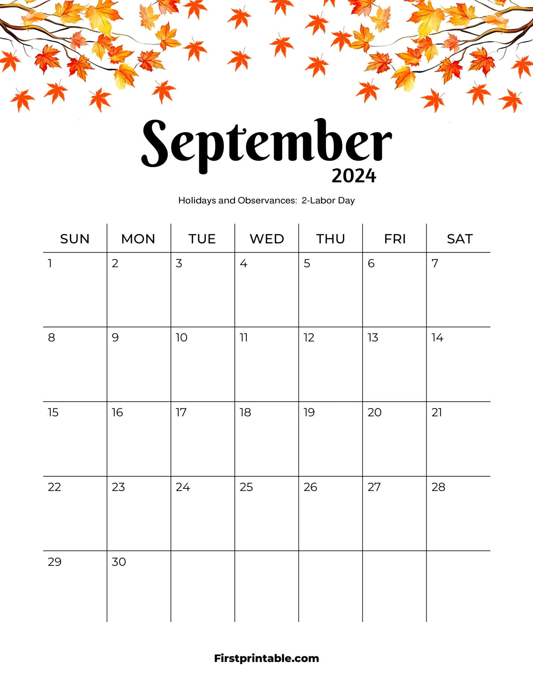 Free Printable &amp;amp; Fillable September Calendar 2024 | September 2024 Calendar Vertical