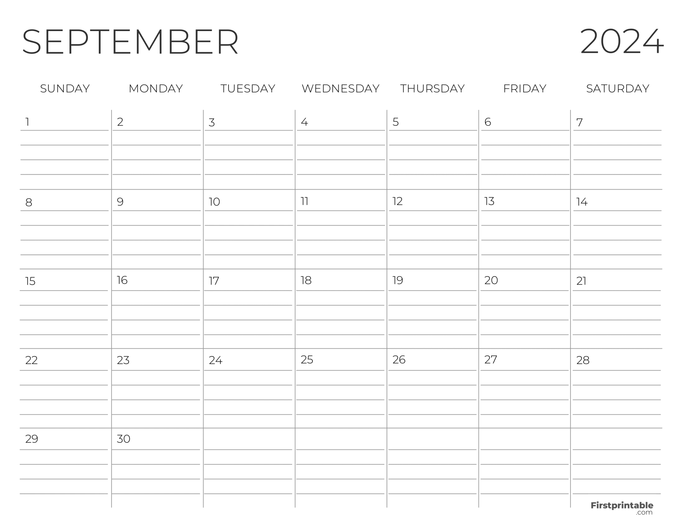 Free Printable &amp;amp; Fillable September Calendar 2024 | September 2024 Calendar With Lines