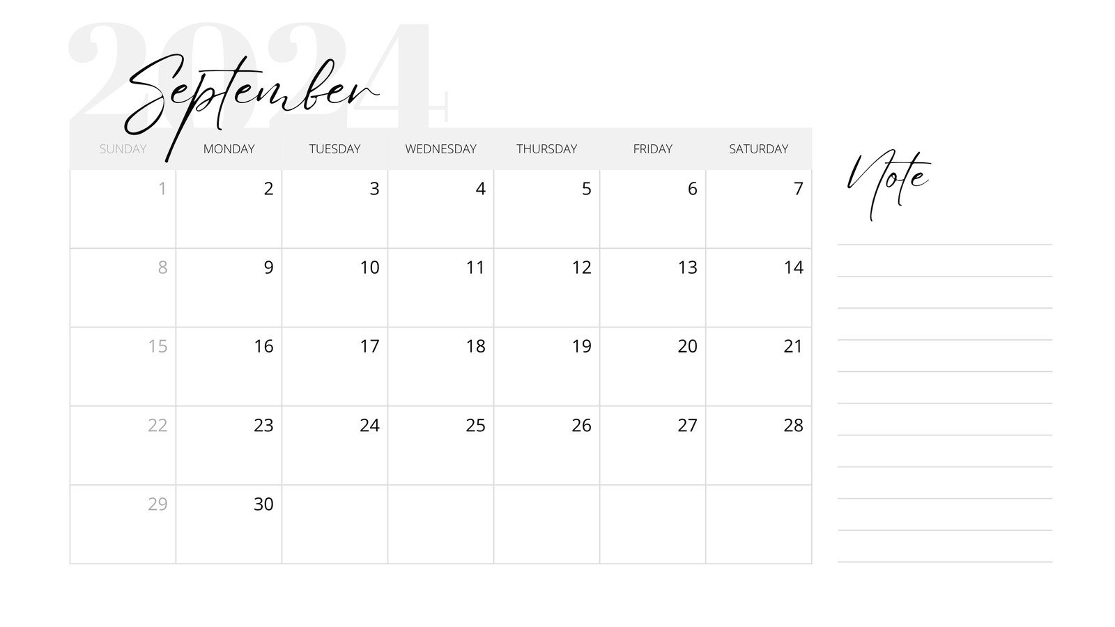 Free Printable September 2024 Calendar Templates | Canva | Blank Calendar Template September 2024