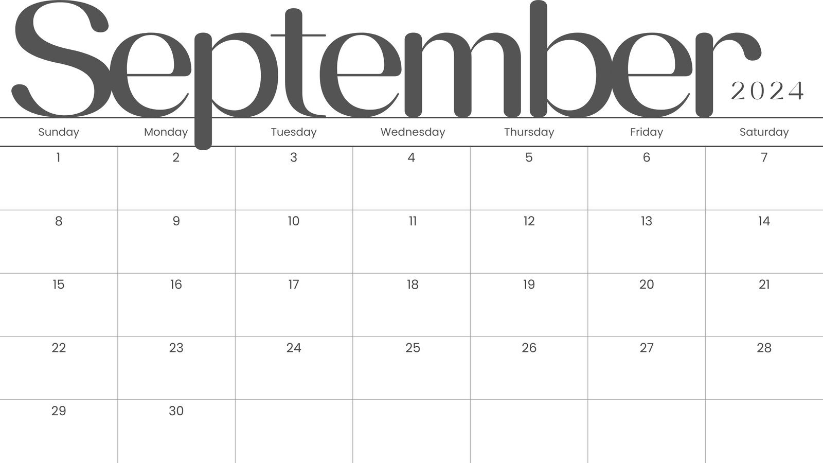 Free Printable September 2024 Calendar Templates | Canva | Calendar Template September 2024