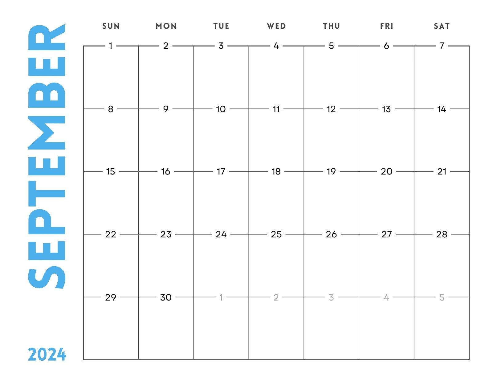 Free Printable September 2024 Calendar Templates | Canva | Fillable September 2024 Calendar