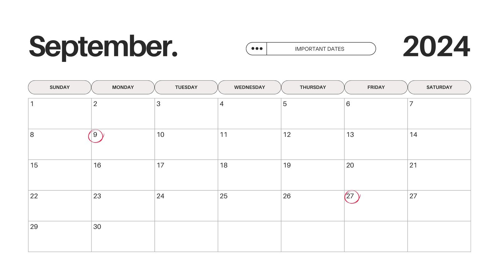 Free Printable September 2024 Calendar Templates | Canva | September 2024 Calendar Editable