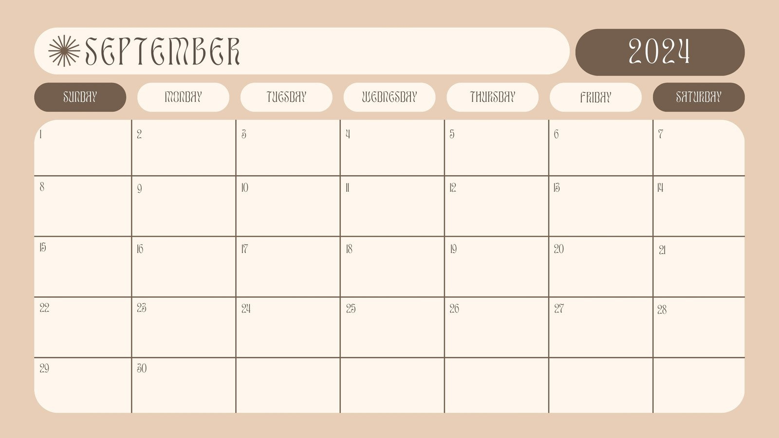 Free Printable September 2024 Calendar Templates | Canva | September 2024 Calendar Ideas