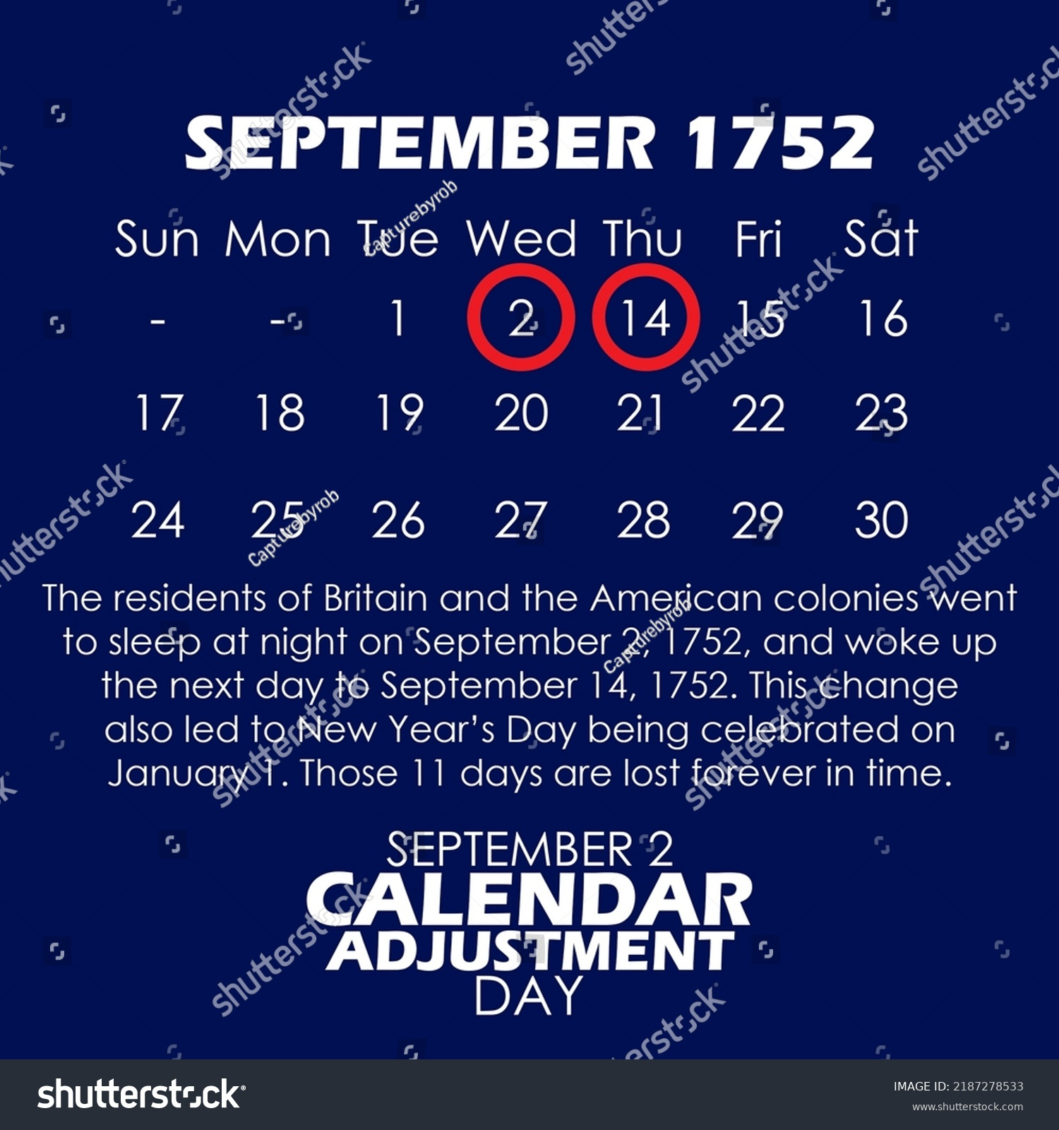 Illustration Calendar Year 1752 September Bold Stock Vector | 1752 September Month Calendar