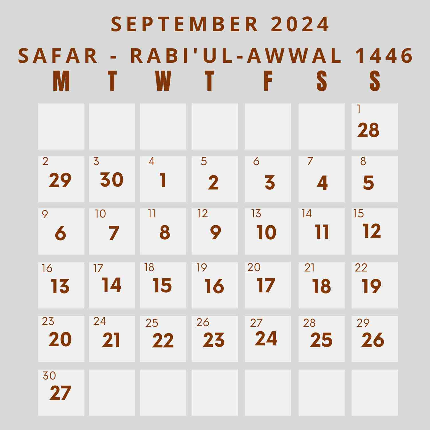 Islamic Calendar 2024 - Khwajadarbar | September 2024 Islamic Calendar