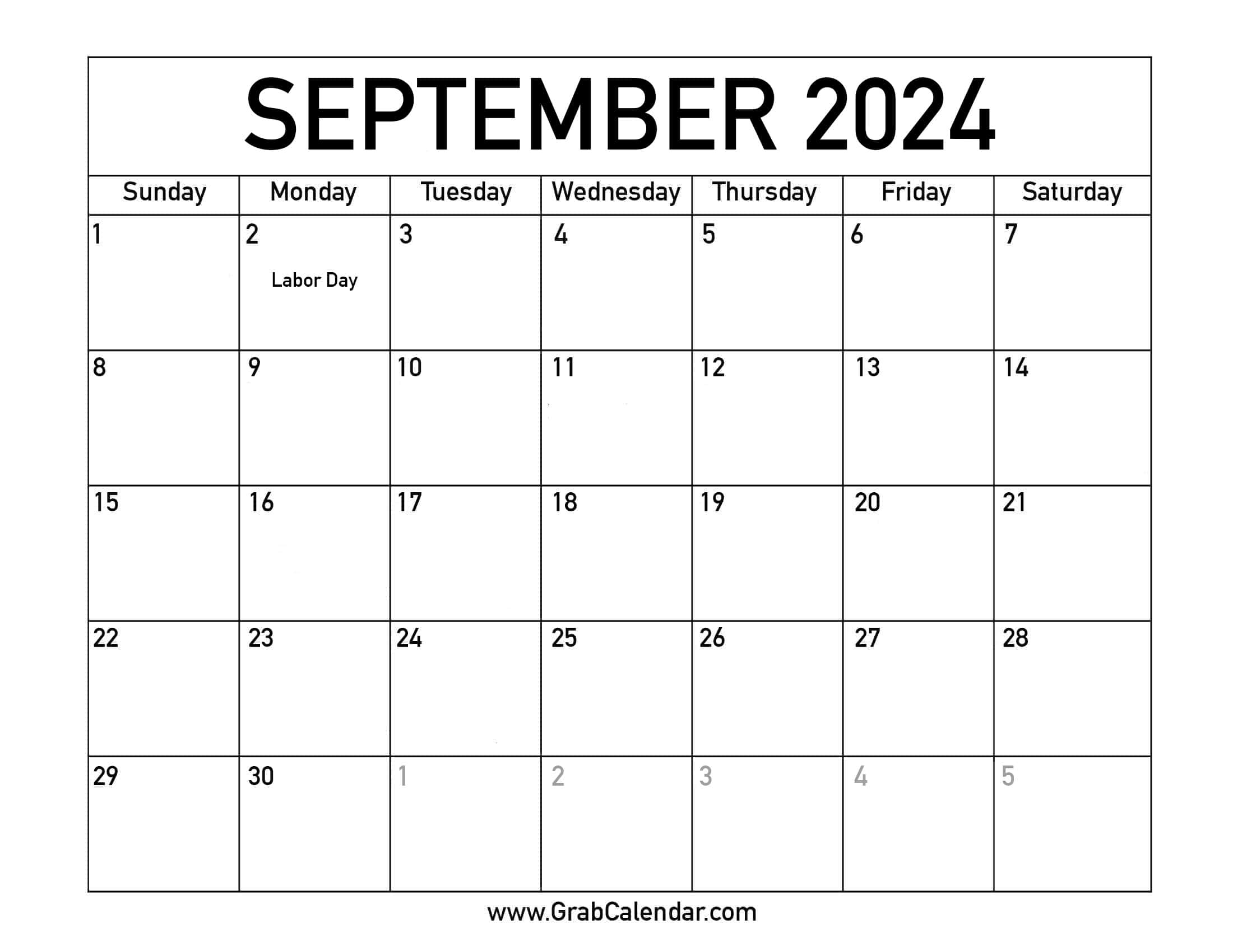 Printable September 2024 Calendar | Free Printable September 2024 Calendar With Holidays