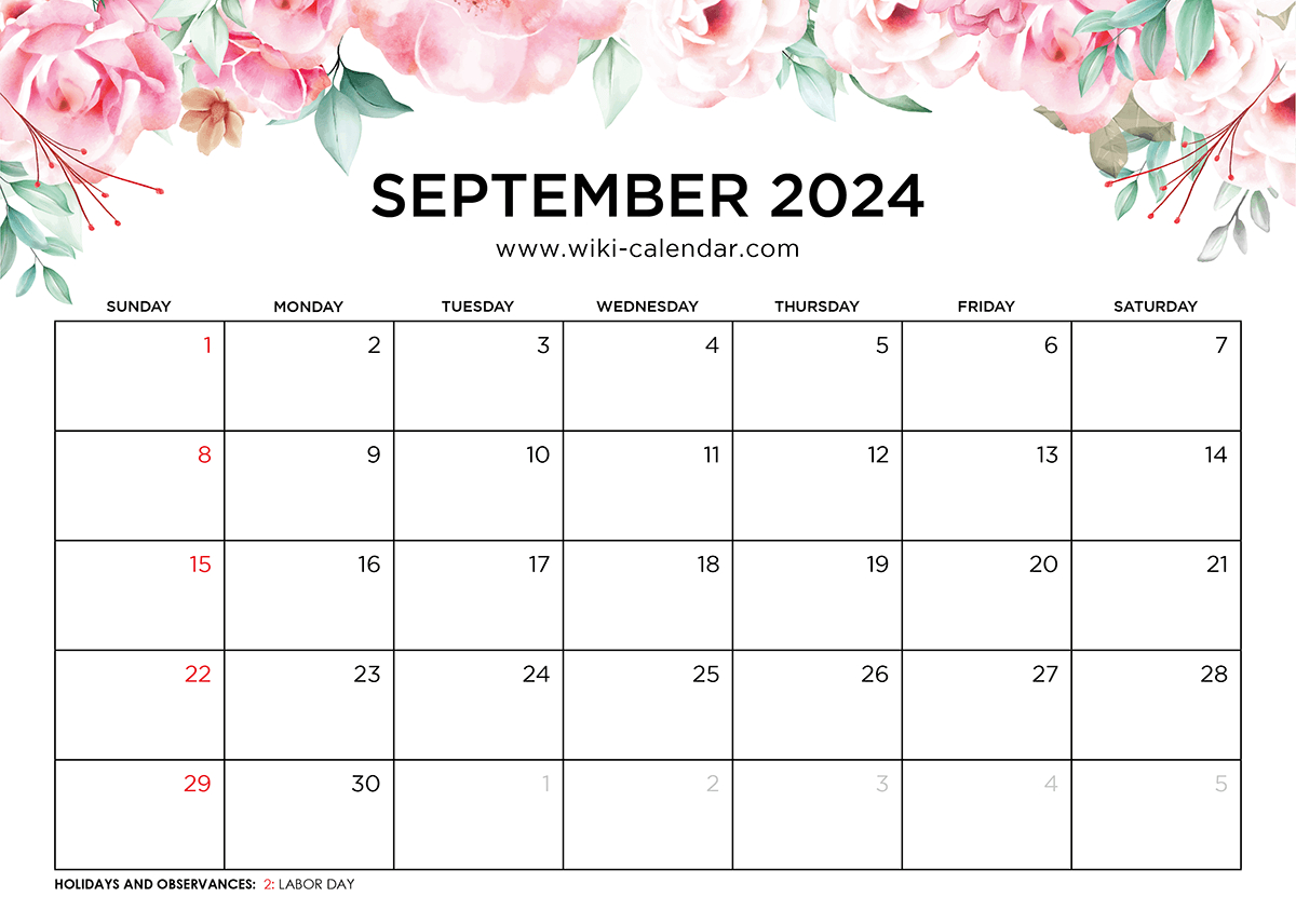 Printable September 2024 Calendar Templates With Holidays | Blank Printable Calendar September 2024