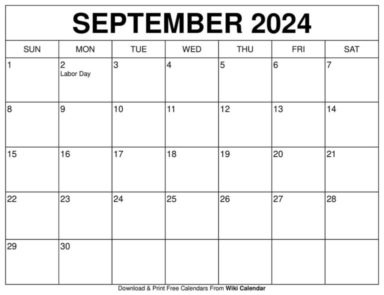 Printable September 2024 Calendar Templates With Holidays | Calendar Template September 2024 Printable