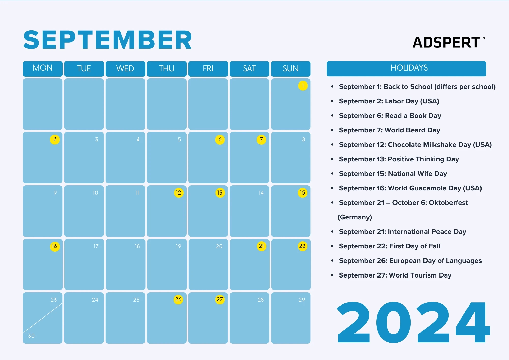 Retail Calendar 2024 For Ecommerce (International) | September Content Calendar 2024