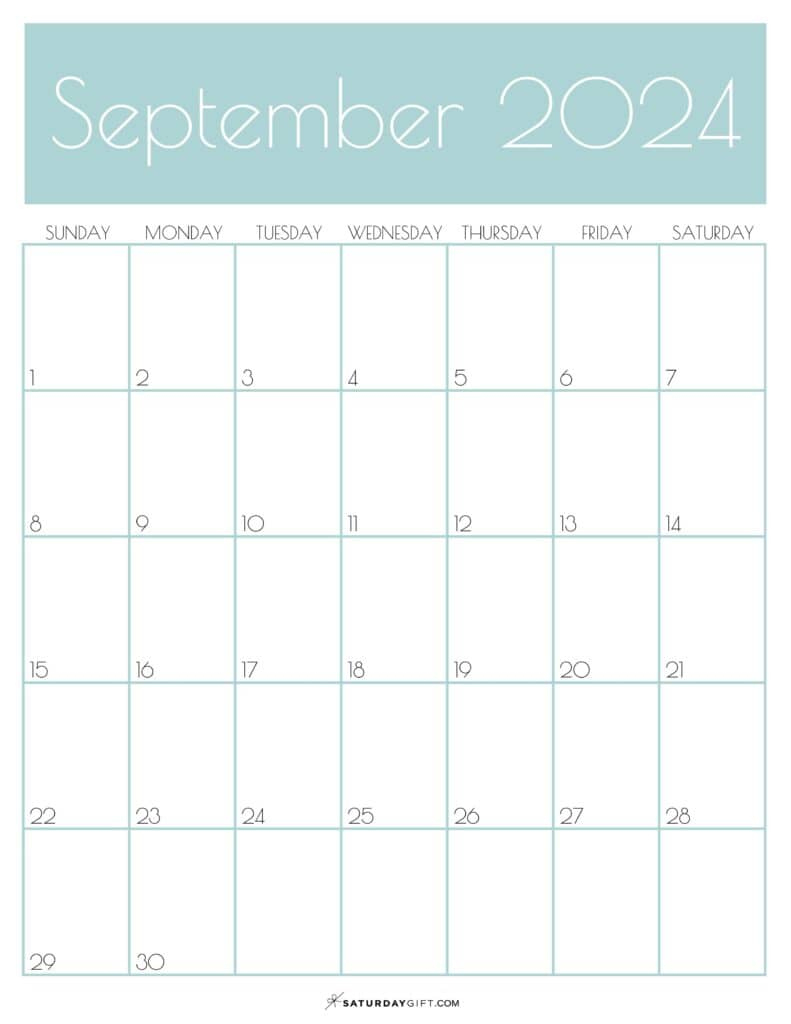 September 2024 Calendar - 20 Cute &amp;amp; Free Printables | Saturdaygift | September 2024 Calendar Printable Portrait