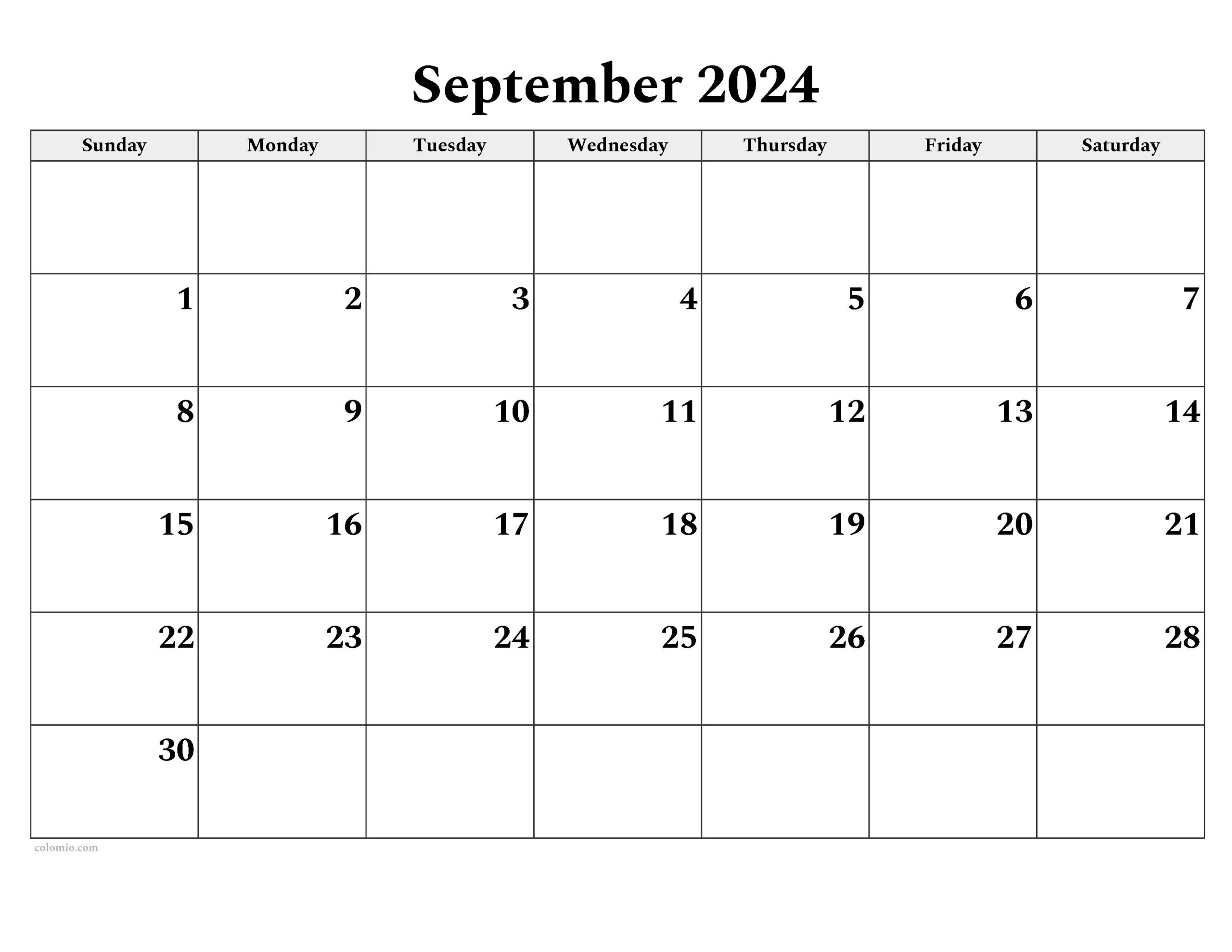 September 2024 Calendar | Free Printable Pdf, Xls And Png | September 2024 Calendar Png