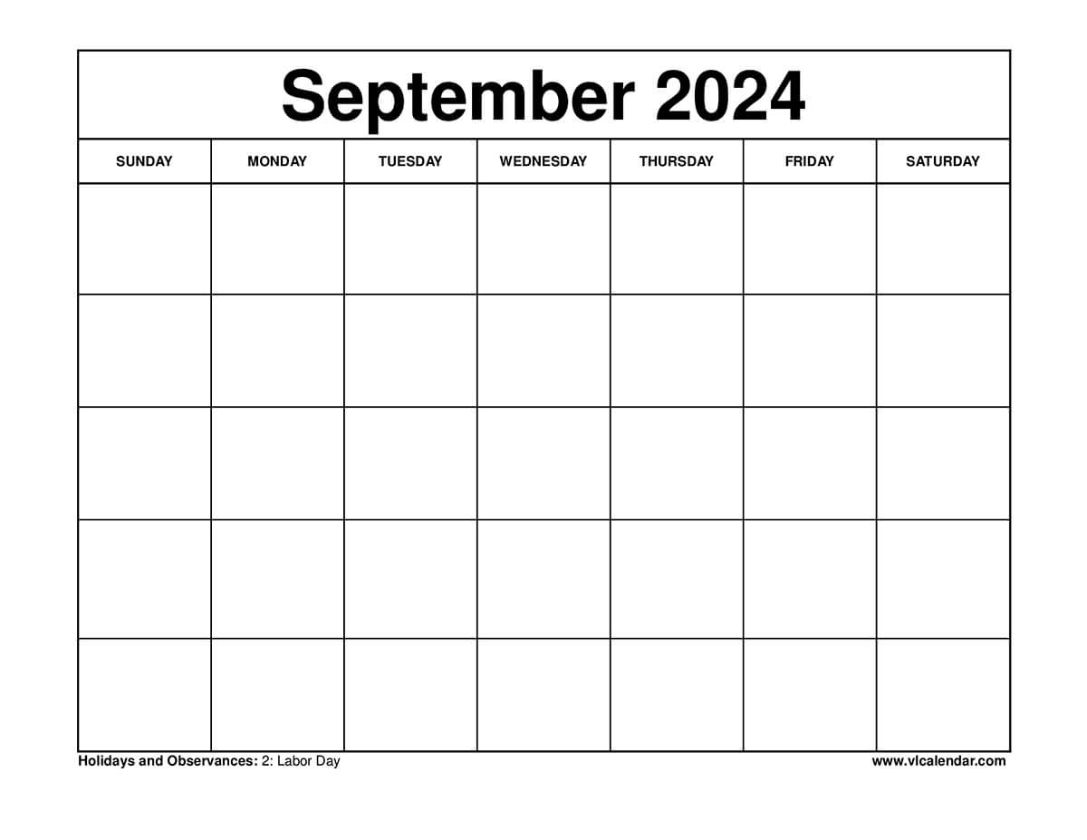 September 2024 Calendar Printable Templates With Holidays | Printable Blank September 2024 Calendar