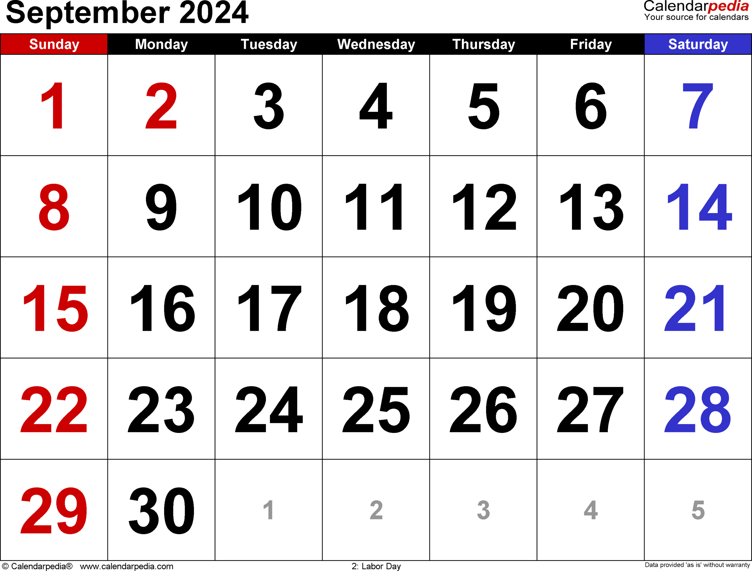 September 2024 Calendar | Templates For Word, Excel And Pdf | 2024 Calendar For September