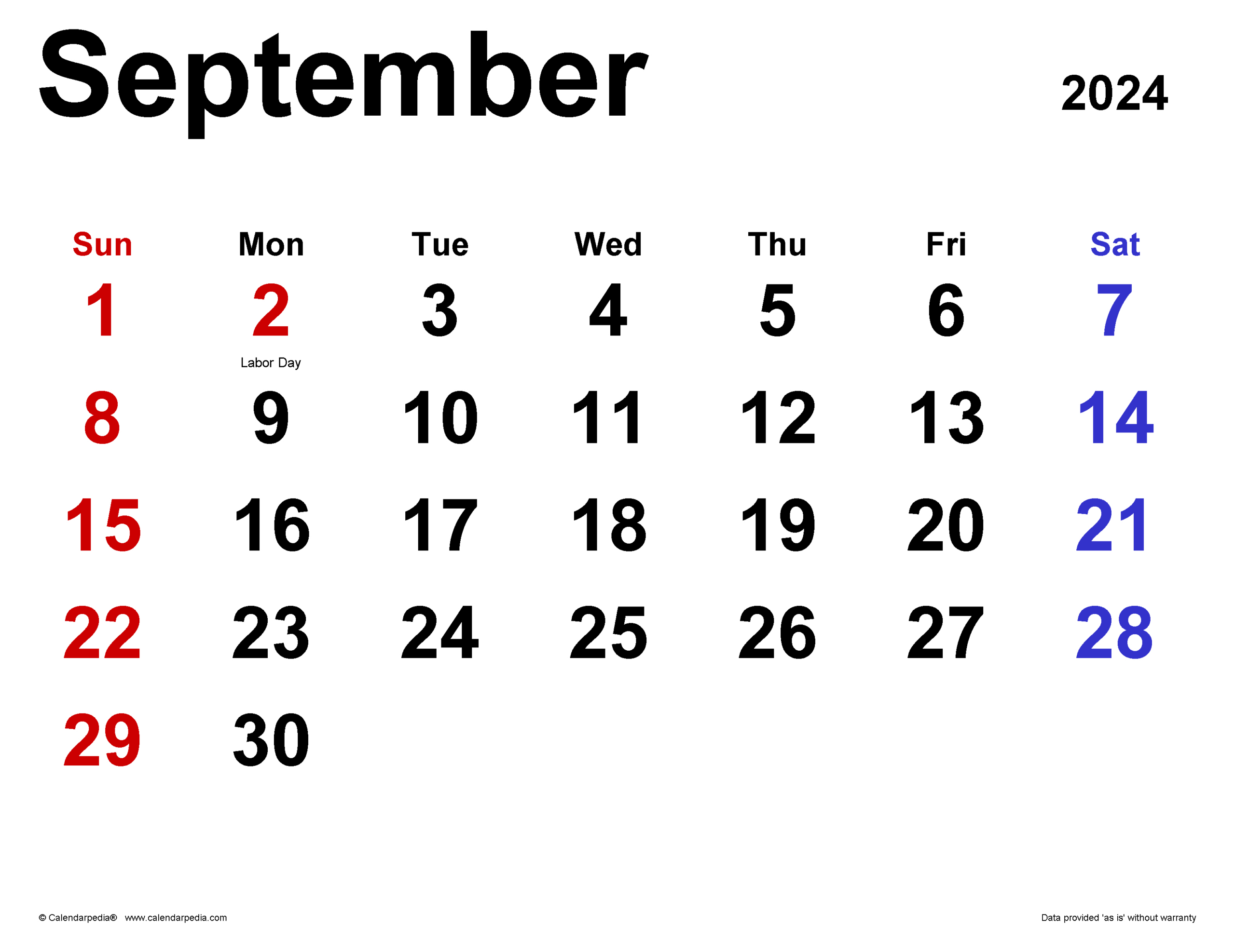 September 2024 Calendar | Templates For Word, Excel And Pdf | How Many Days In September 2024 Calendar