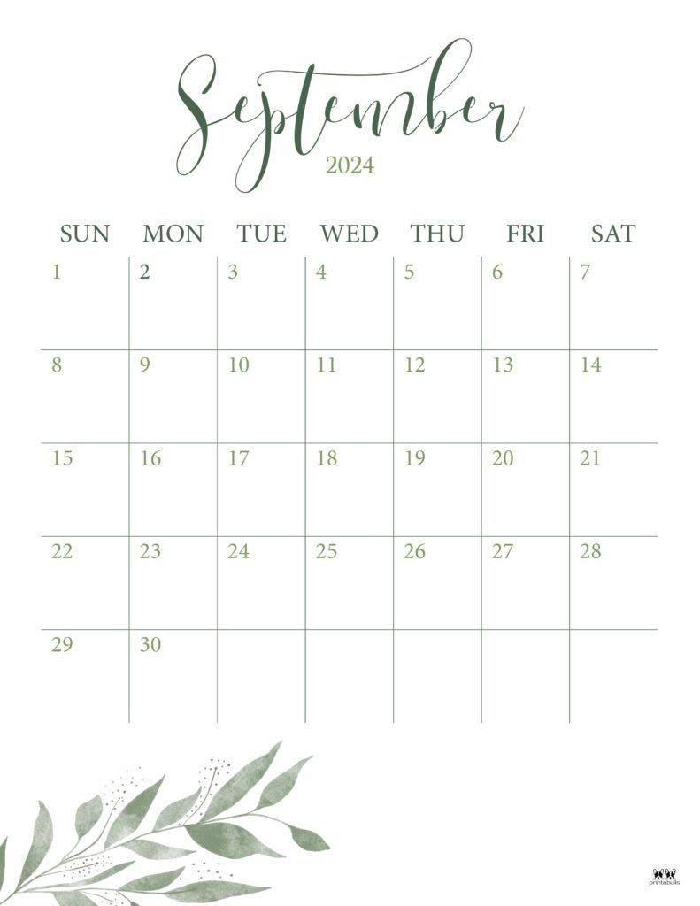 September 2024 Calendars - 50 Free Printables | Printabulls | Aesthetic September Calendar 2024