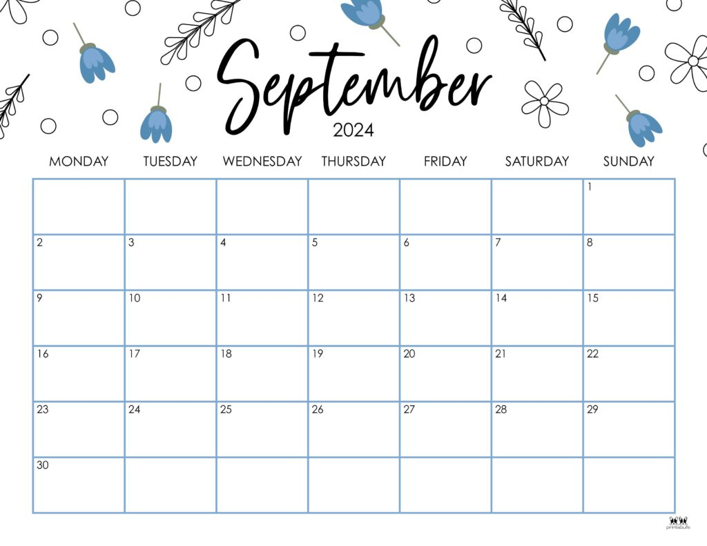 September 2024 Calendars - 50 Free Printables | Printabulls | Cute Printable September 2024 Calendar