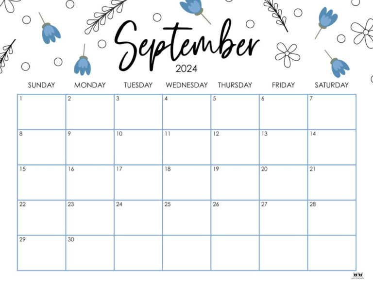 September 2024 Calendars - 50 Free Printables | Printabulls | Free Cute Printable Calendar September 2024