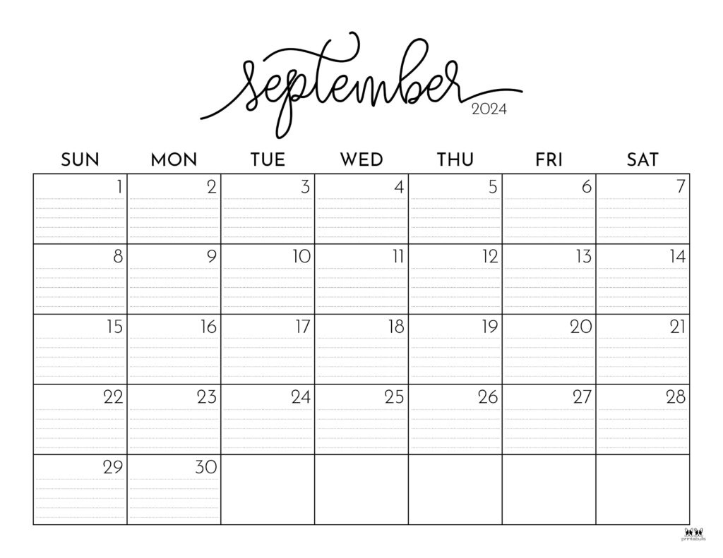 September 2024 Calendars - 50 Free Printables | Printabulls | How Many Days In September 2024 Calendar