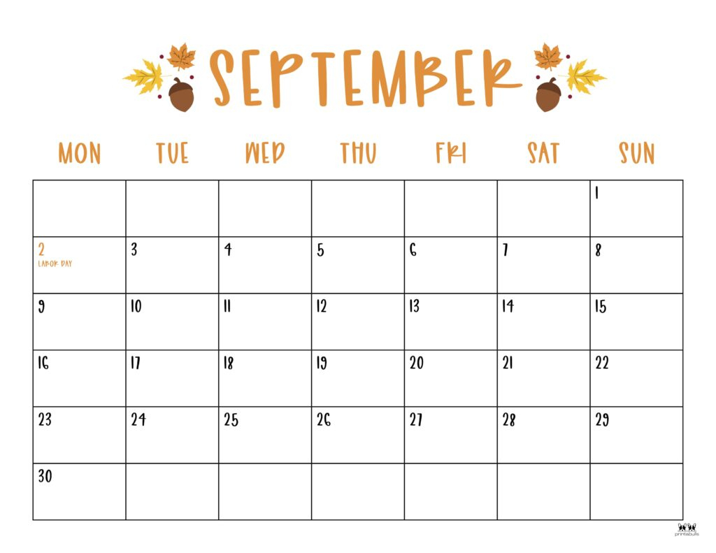 September 2024 Calendars - 50 Free Printables | Printabulls | September 2024 Calendar Printable Monday Start