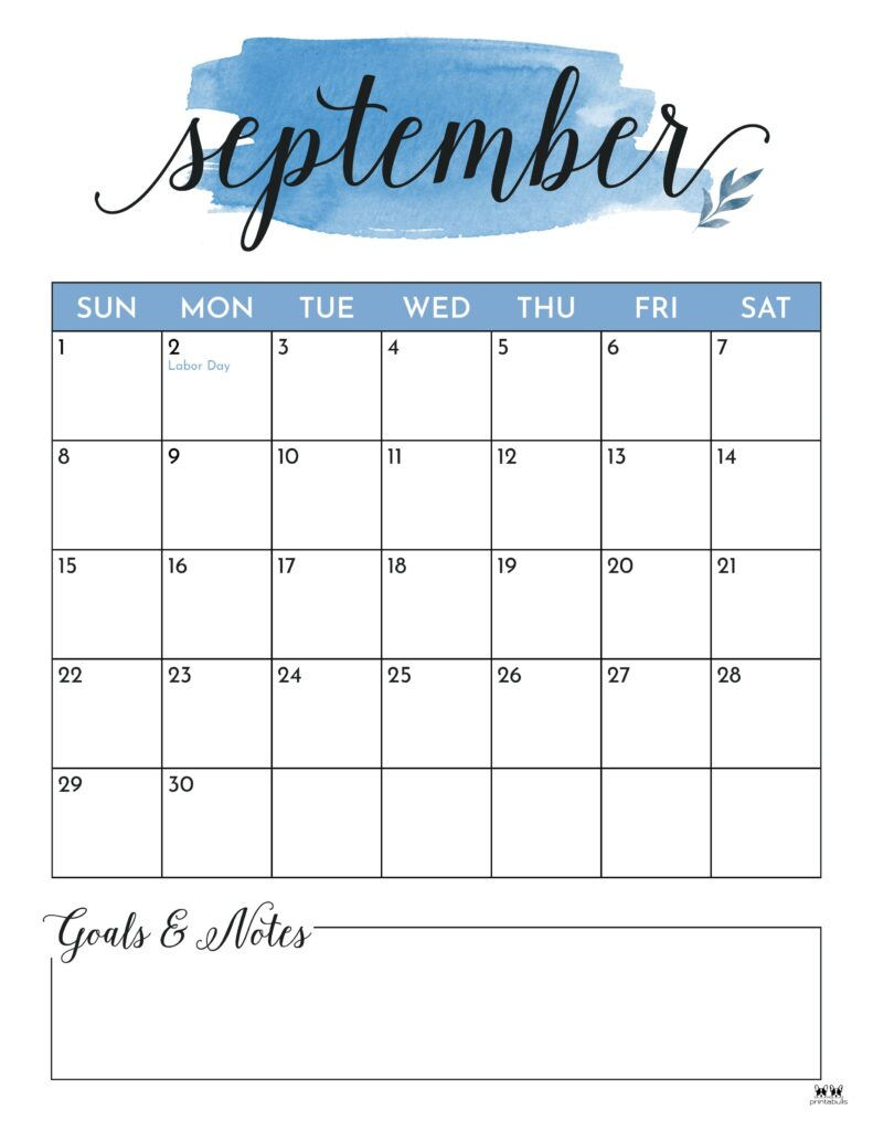 September 2024 Calendars - 50 Free Printables | Printabulls | Type Calendar September 2024