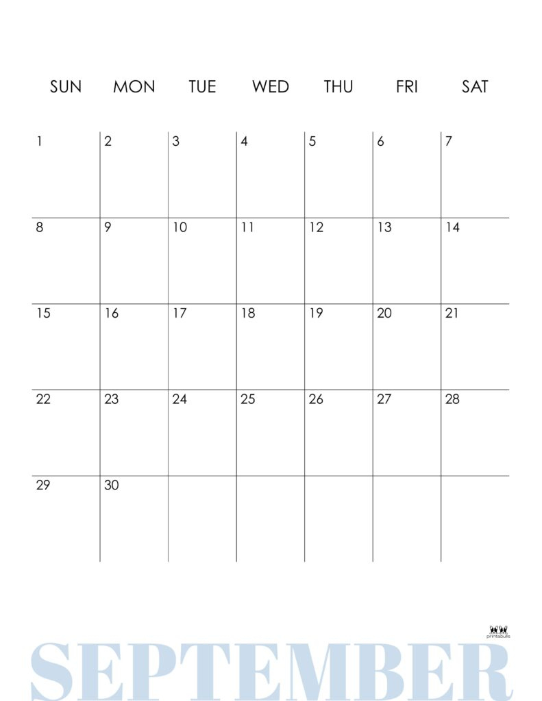 September 2024 Calendars - 50 Free Printables | Printabulls | Vertical September 2024 Calendar