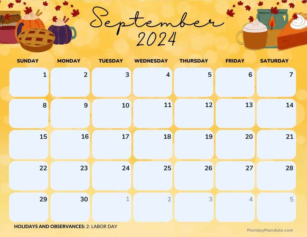 September 2024 Calendars (52 Free Pdf Printables) | Cute September 2024 Calendar Printable