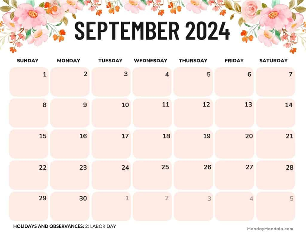 September 2024 Calendars (52 Free Pdf Printables) | Free Printable Calendar 2024 September