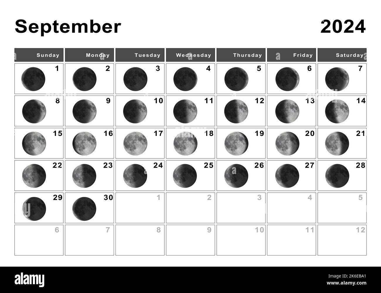 September 2024 Lunar Calendar, Moon Cycles, Moon Phases Stock | Full Moon Calendar For September 2024