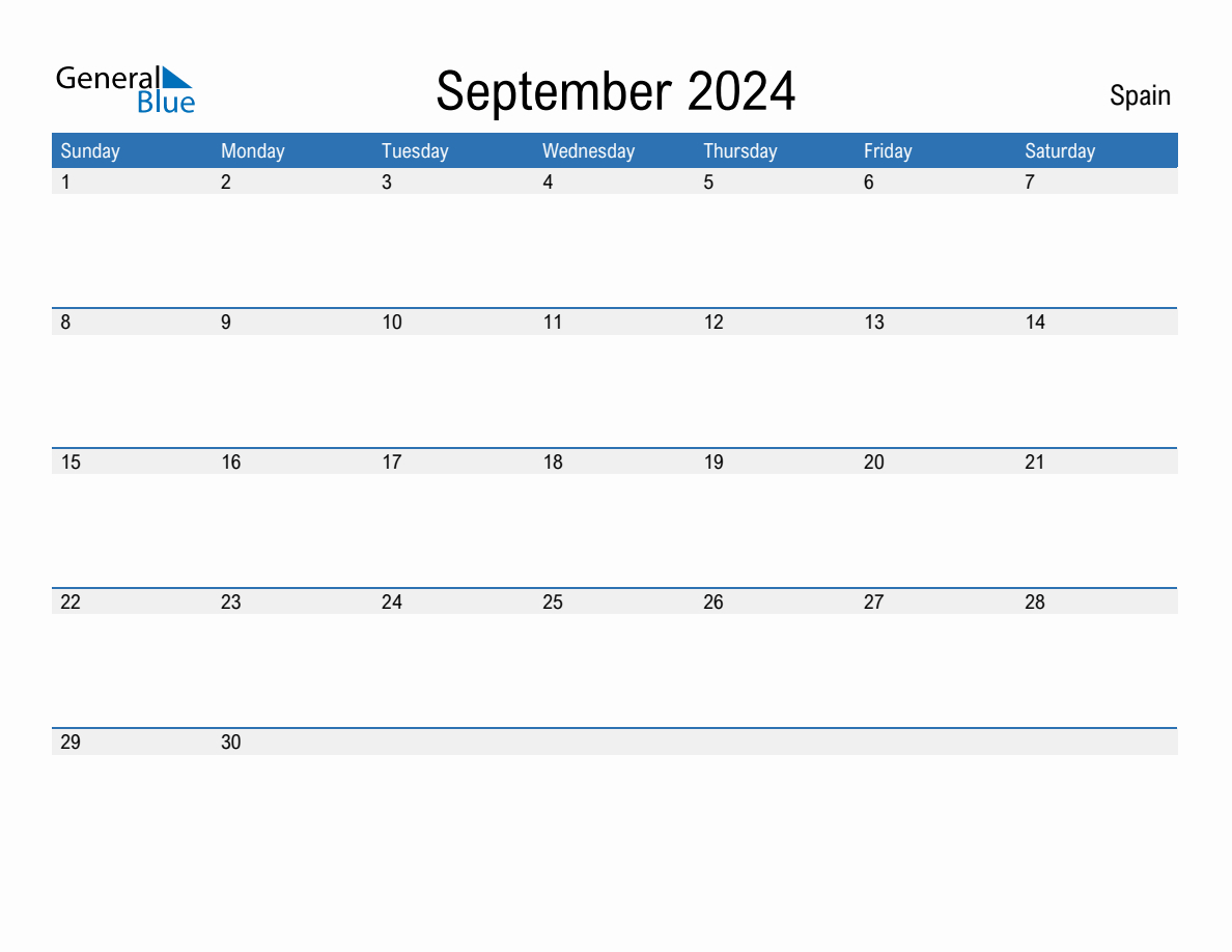 September 2024 Monthly Calendar With Spain Holidays | September 2024 Calendar in Spanish