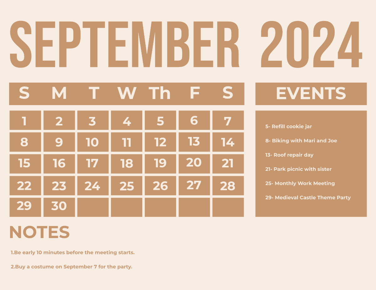 September 2024 Photo Calendar Template - Edit Online &amp;amp; Download | Calendar of Events for September 2024