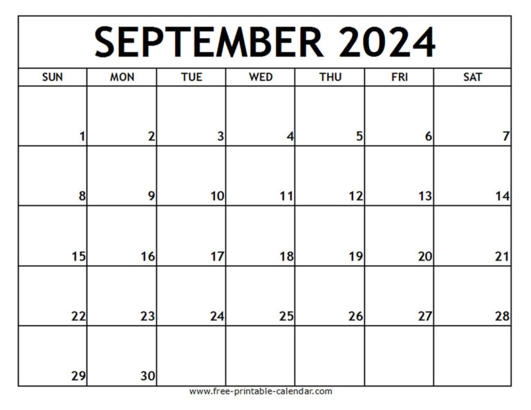 September 2024 Printable Calendar - Free-Printable-Calendar | Free Printable Blank Calendar September 2024