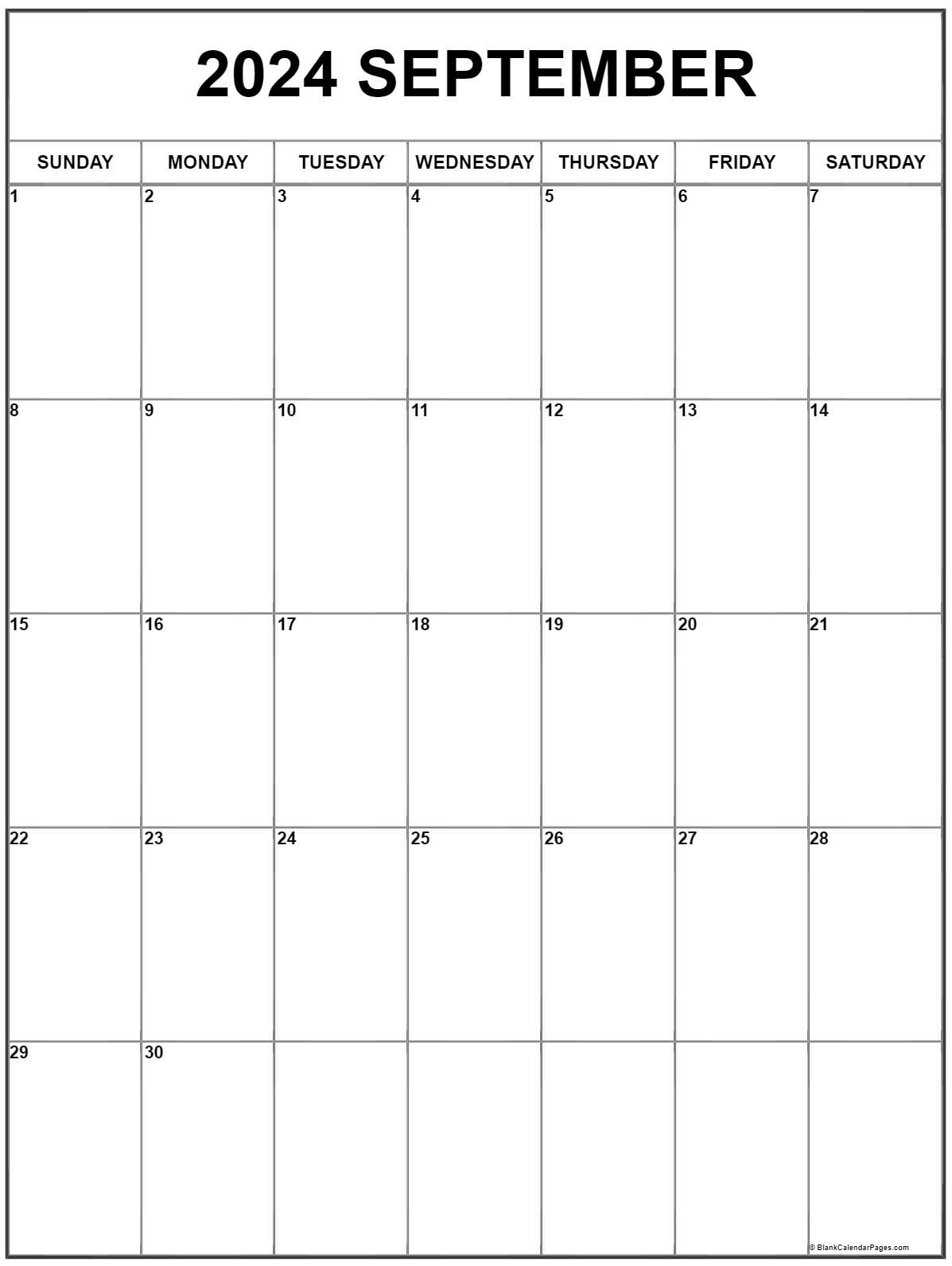 September 2024 Vertical Calendar | Portrait | 2024 September Calendar Printable