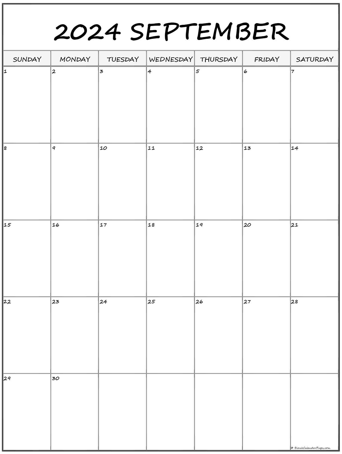 September 2024 Vertical Calendar | Portrait | 2024 September Printable Calendar