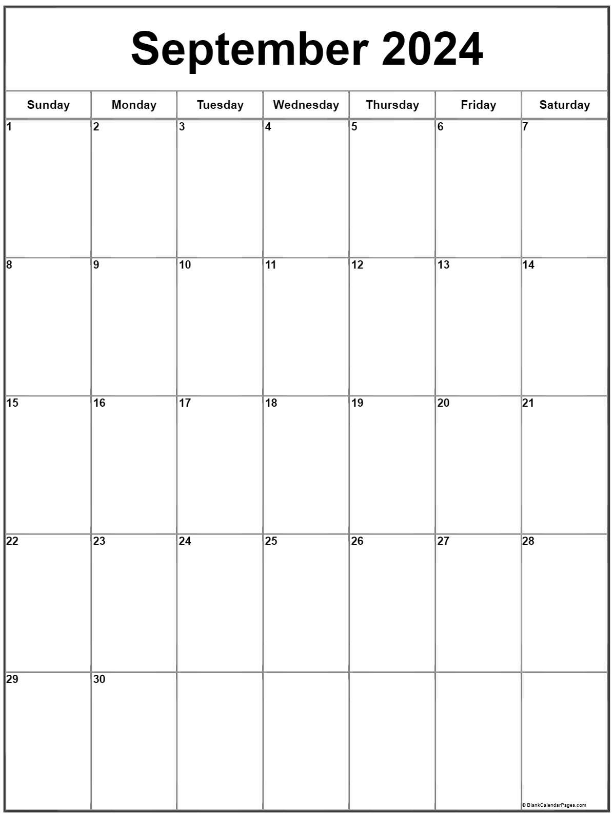 September 2024 Vertical Calendar | Portrait | September 2024 Calendar Printable Vertical