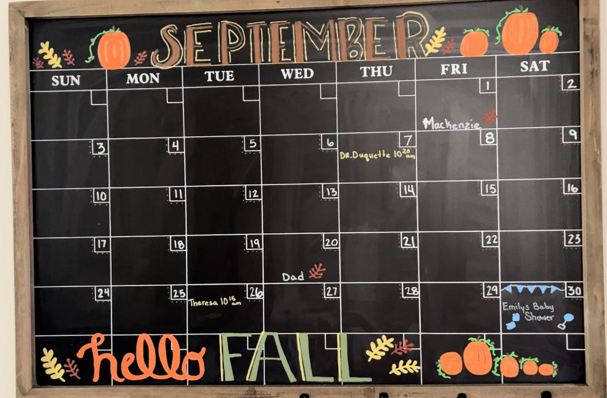 September Calendar | September 2024 Chalkboard Calendar Ideas