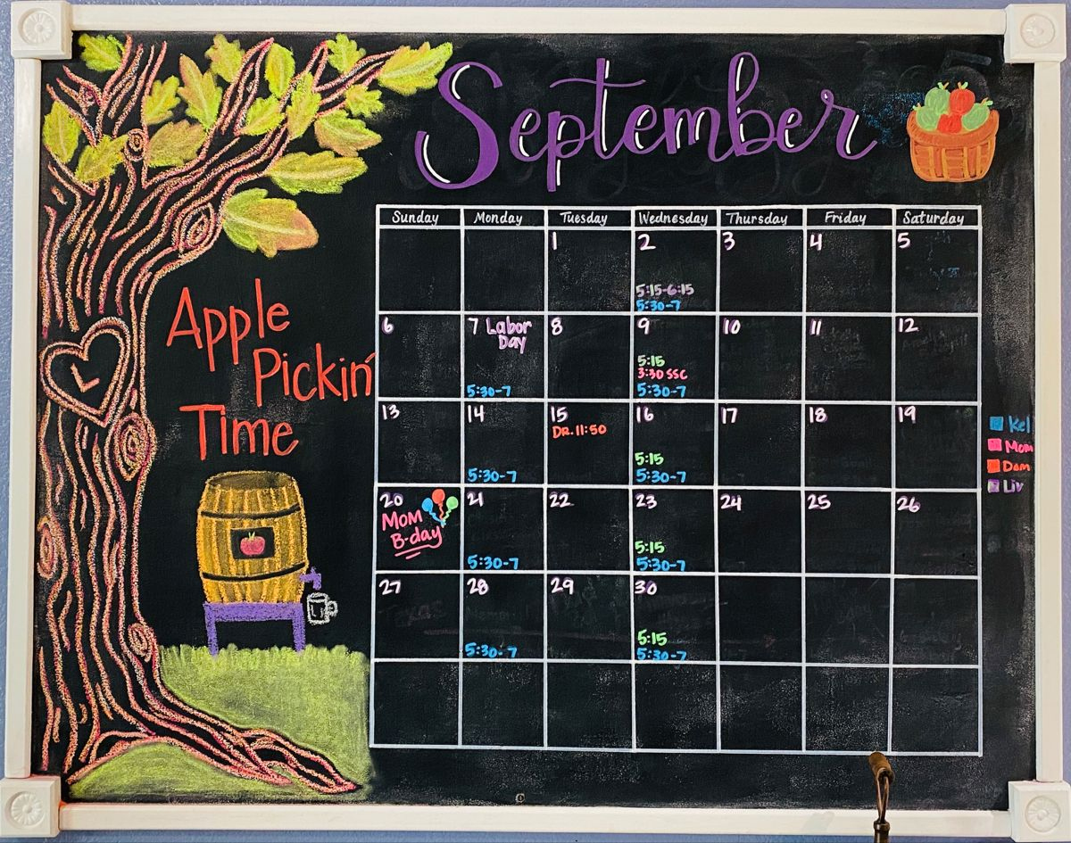 September Chalkboard Calendar 2020 | September 2024 Chalkboard Calendar Ideas