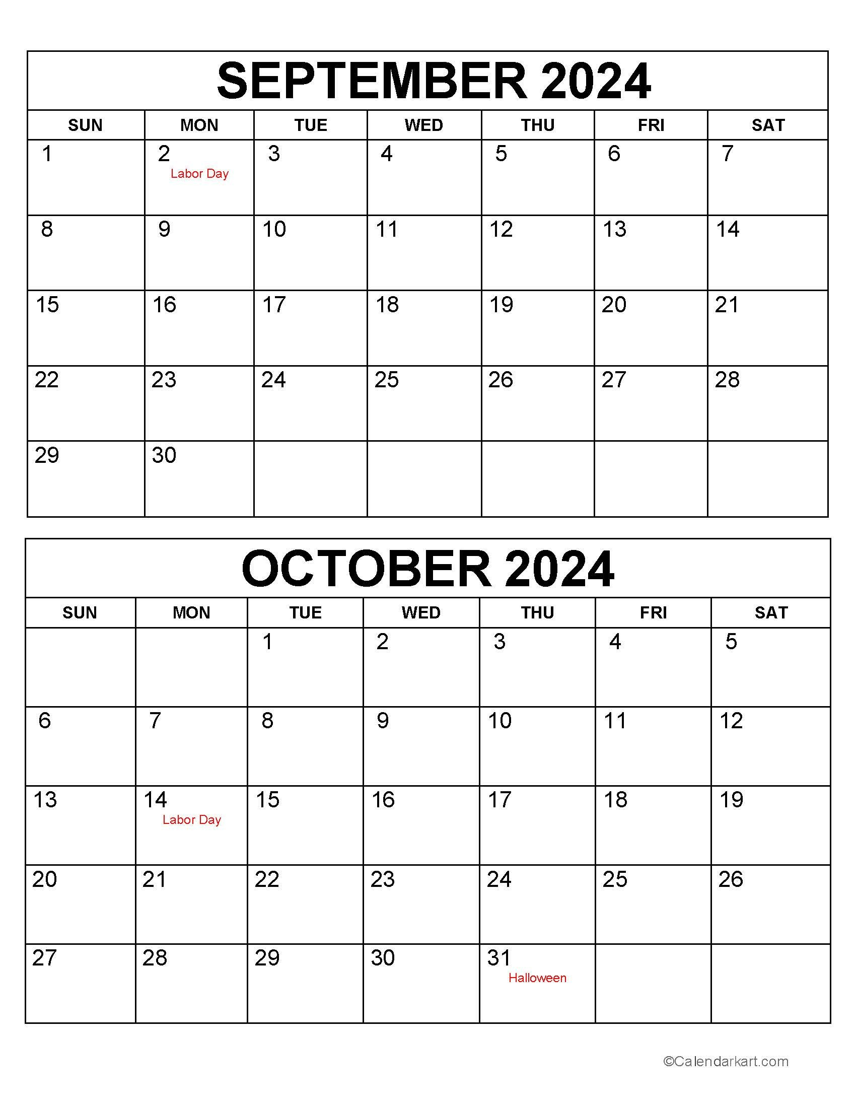 September October 2024 Calendar (5Th Bi-Monthly) - Calendarkart | August September October Calendar 2024