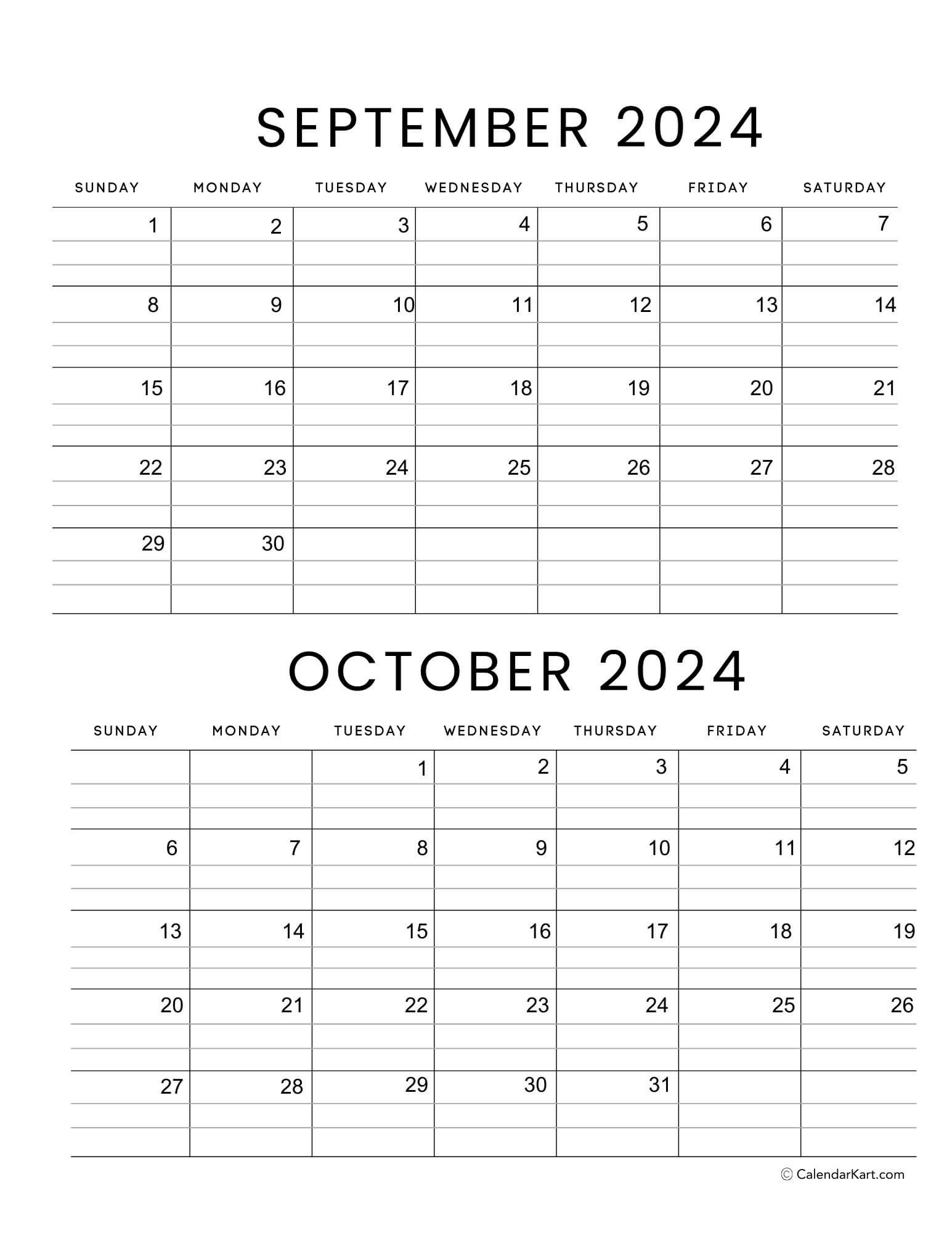 September October 2024 Calendar (5Th Bi-Monthly) - Calendarkart | Calendar September October November 2024